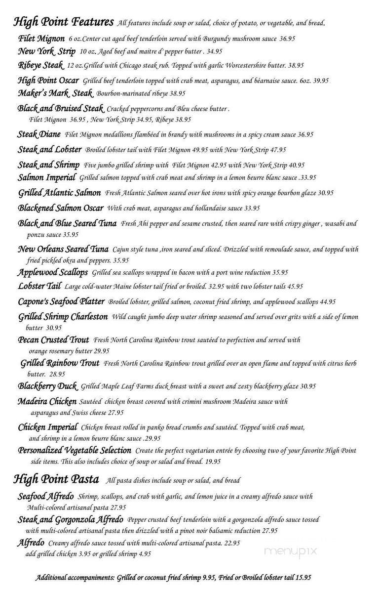 High Point Restaurant - Monteagle, TN menu_pic
