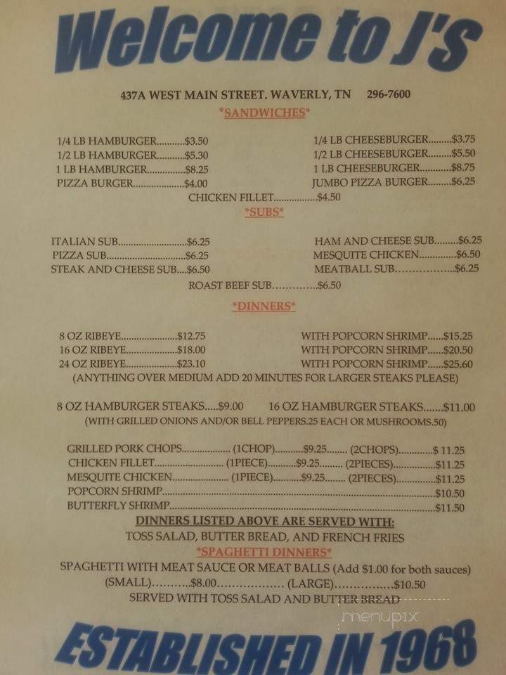 J's Pizza - Waverly, TN menu_pic
