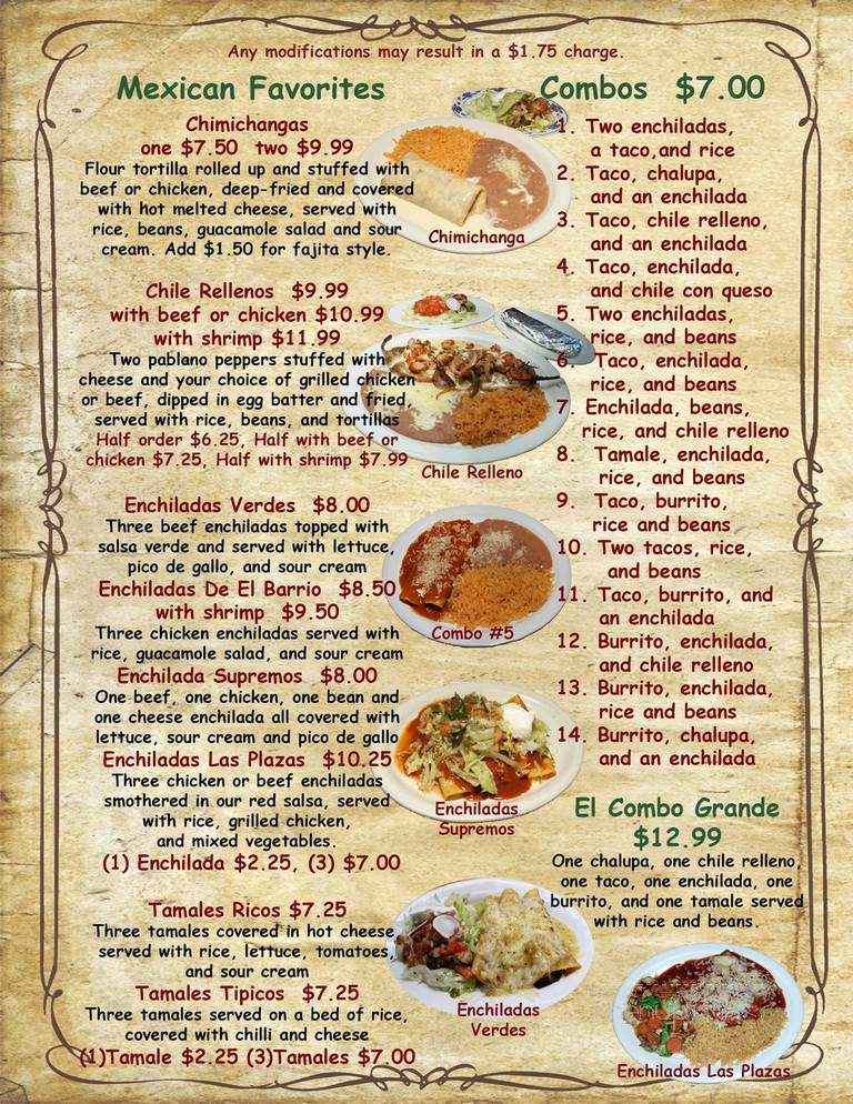 Las Plazas Mexican Restaurant - Dickson, TN menu_pic