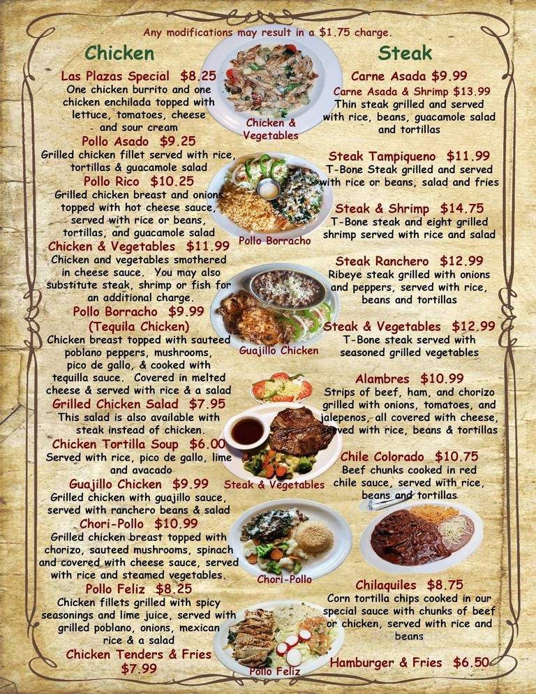 Las Plazas Mexican Restaurant - Dickson, TN menu_pic