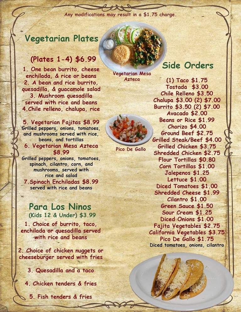 Las Plazas Mexican Restaurant - Dickson, TN menu_pic