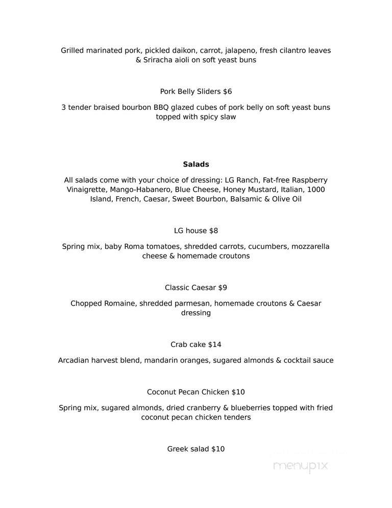Looking Glass - Clarksville, TN menu_pic