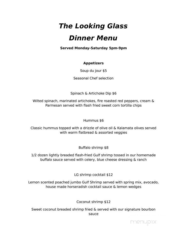 Looking Glass - Clarksville, TN menu_pic