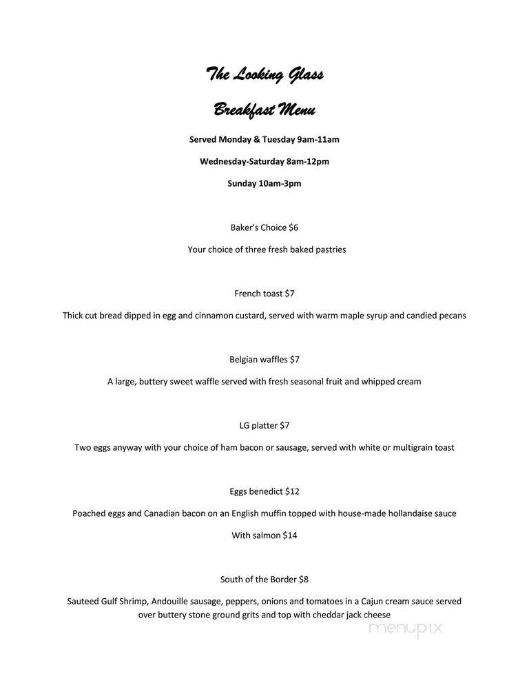 Looking Glass - Clarksville, TN menu_pic