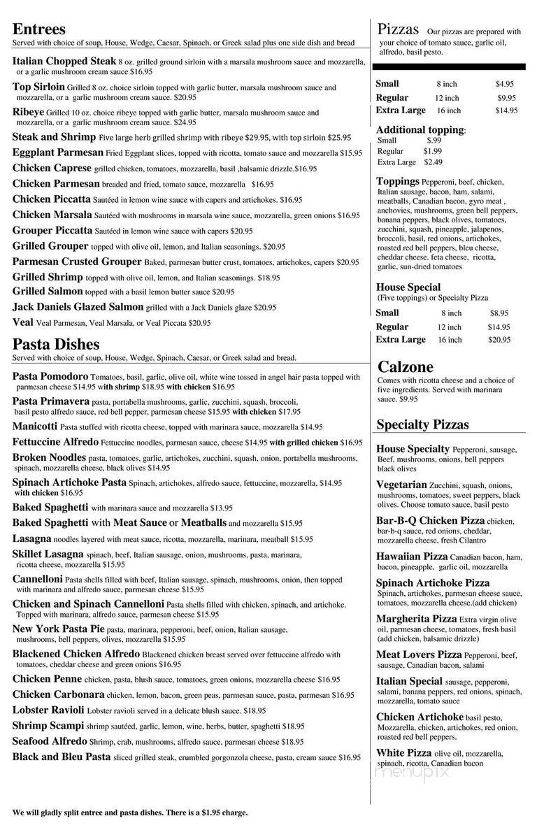 Papa Ron's Italian Steakhouse - Monteagle, TN menu_pic