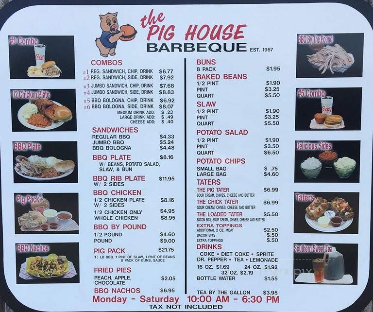 Pig House Bar-B-Cue - Jackson, TN menu_pic