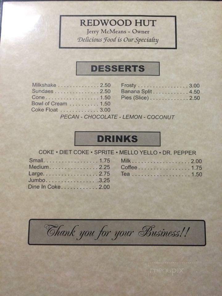 Red Wood Hut - Counce, TN menu_pic