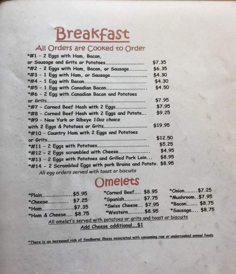 Southernaire Motel-Restaurant - Stewart, TN menu_pic