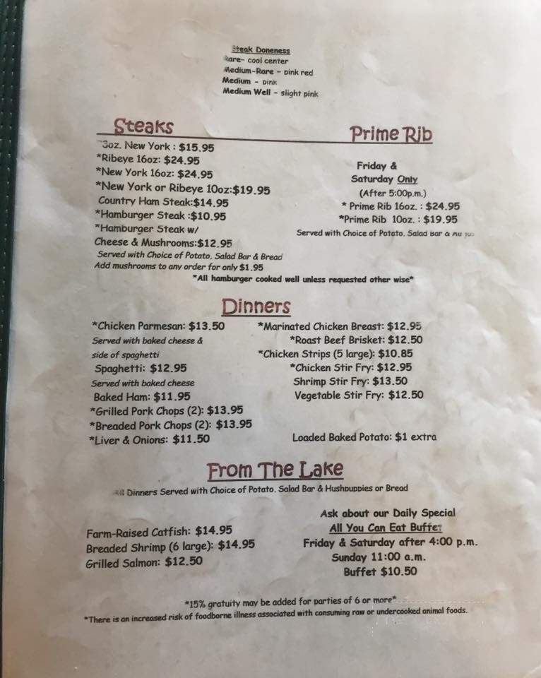 Southernaire Motel-Restaurant - Stewart, TN menu_pic