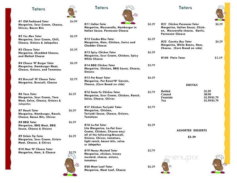 Tater Shack - Dickson, TN menu_pic