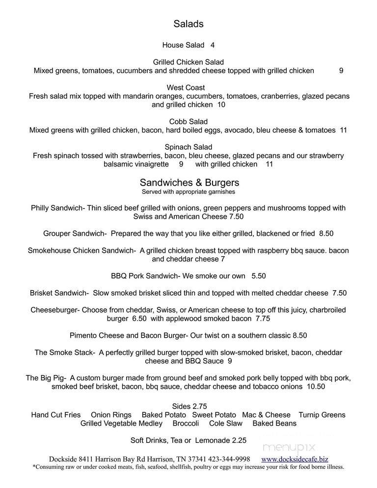 Dockside Cafe - Harrison, TN menu_pic