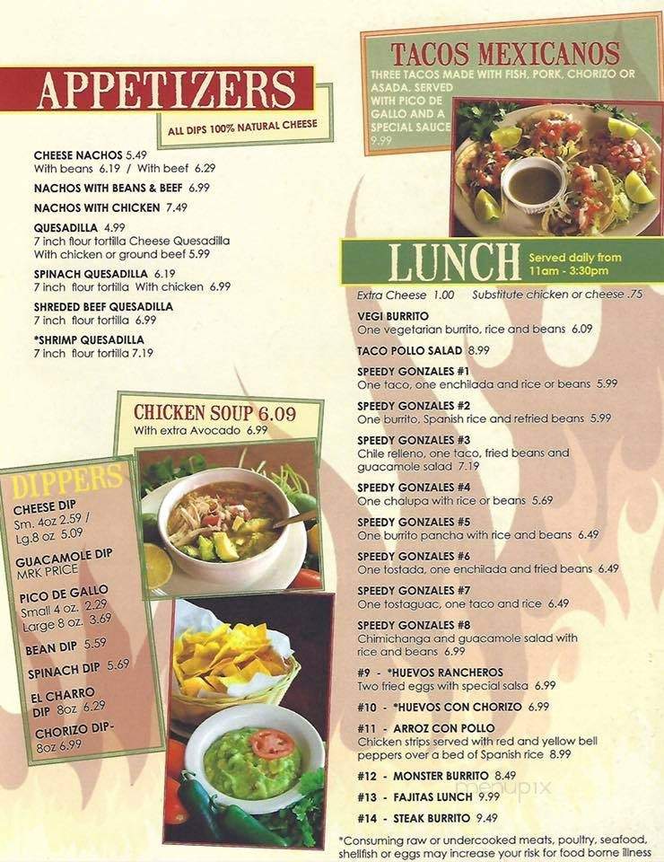 El Charro Mexican Restaurant - Knoxville, TN menu_pic