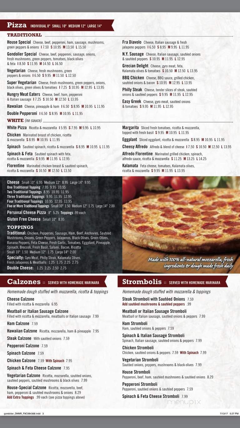 Gondolier Italian Restaurant & Pzz - Knoxville, TN menu_pic