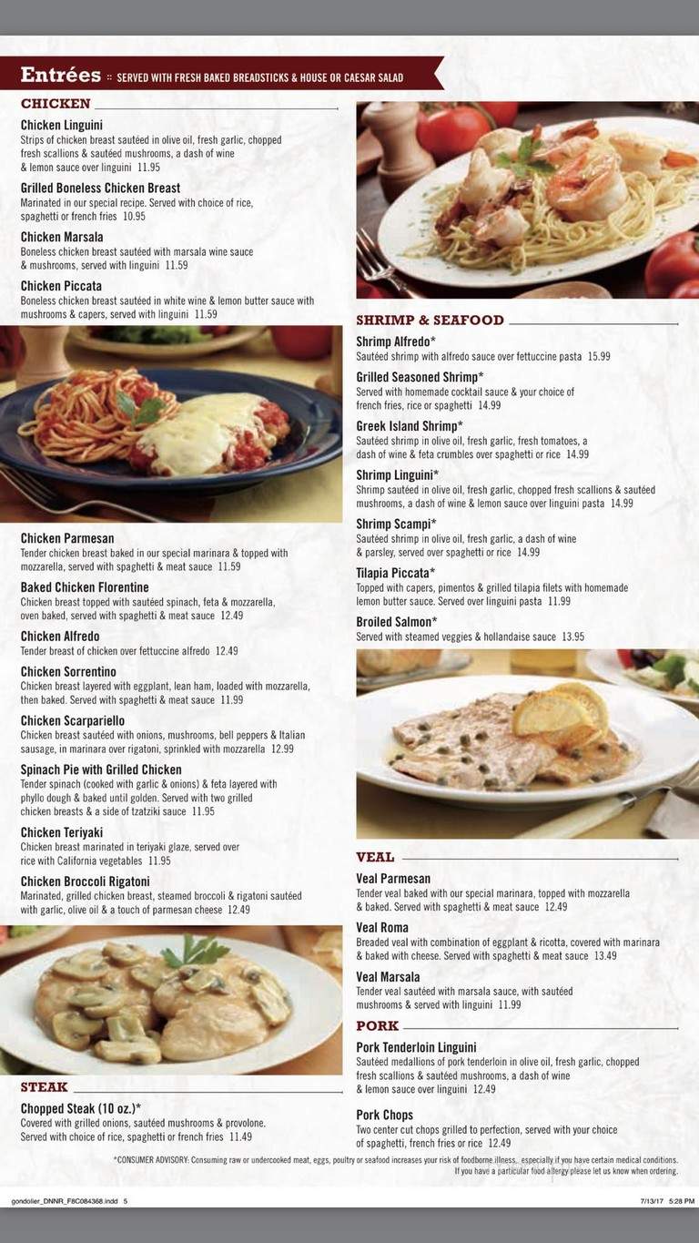 Gondolier Italian Restaurant & Pzz - Knoxville, TN menu_pic