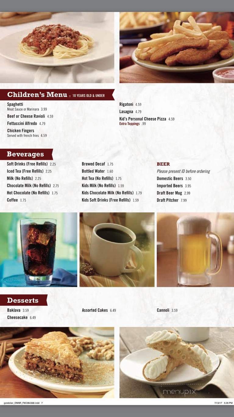 Gondolier Italian Restaurant & Pzz - Knoxville, TN menu_pic