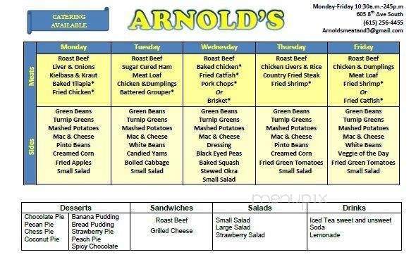 Menu Of Arnold S Country Kitchen In Nashville Tn 37203