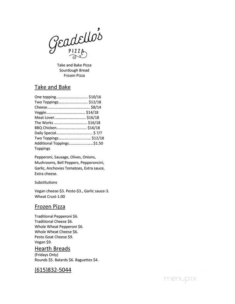 Geadello's - Nashville, TN menu_pic