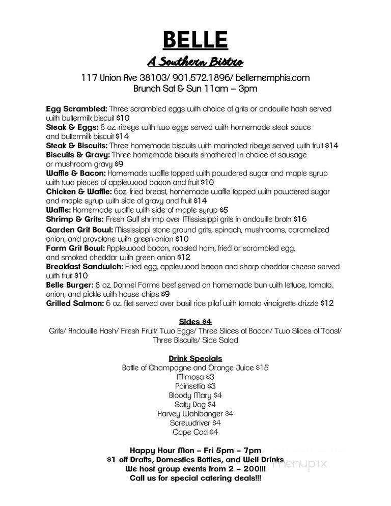 Memphis Belle Restaurant - Memphis, TN menu_pic