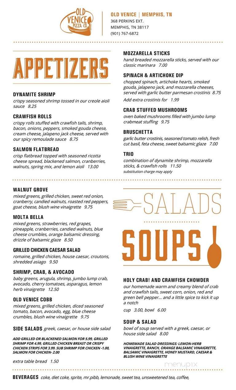 Old Venice Pizza Co - Memphis, TN menu_pic