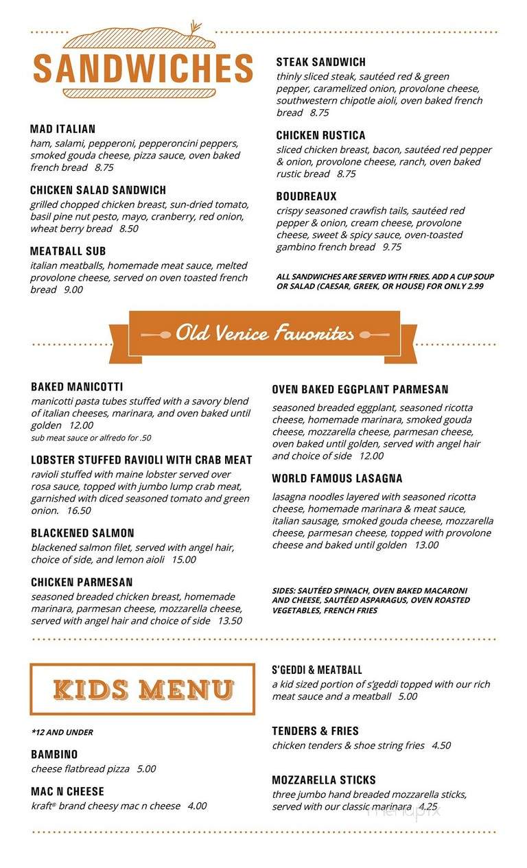 Old Venice Pizza Co - Memphis, TN menu_pic