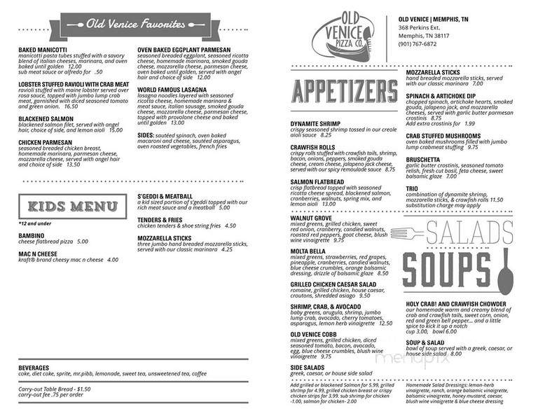 Old Venice Pizza Co - Memphis, TN menu_pic