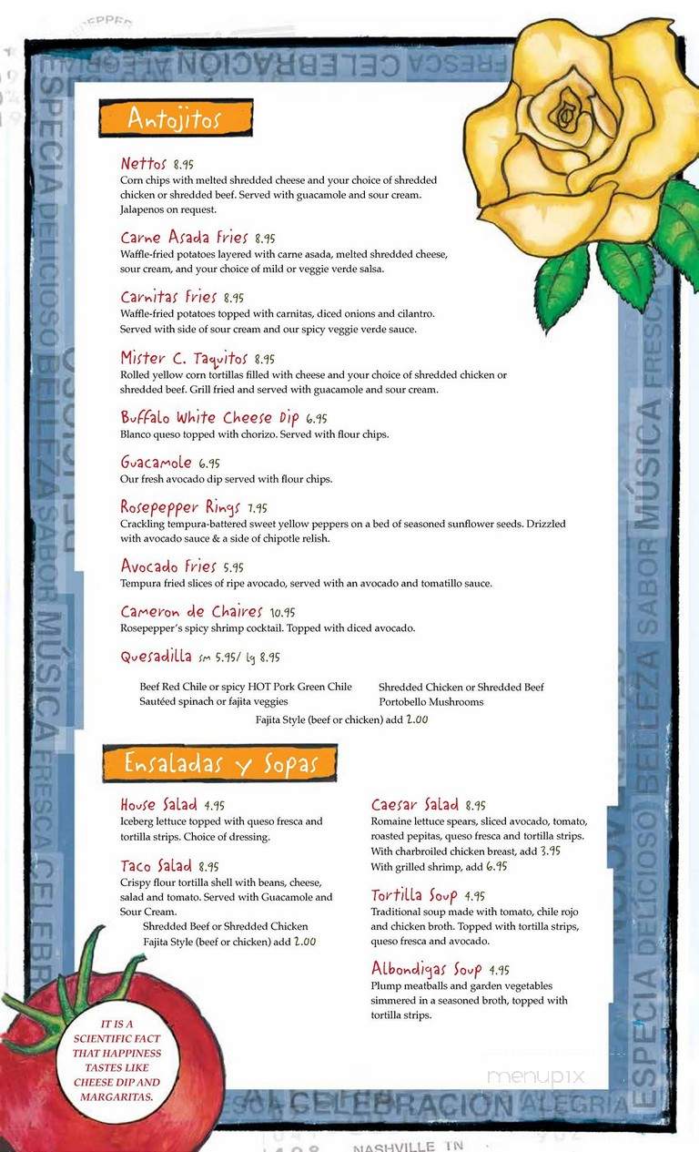 Rosepepper Cantina - Nashville, TN menu_pic