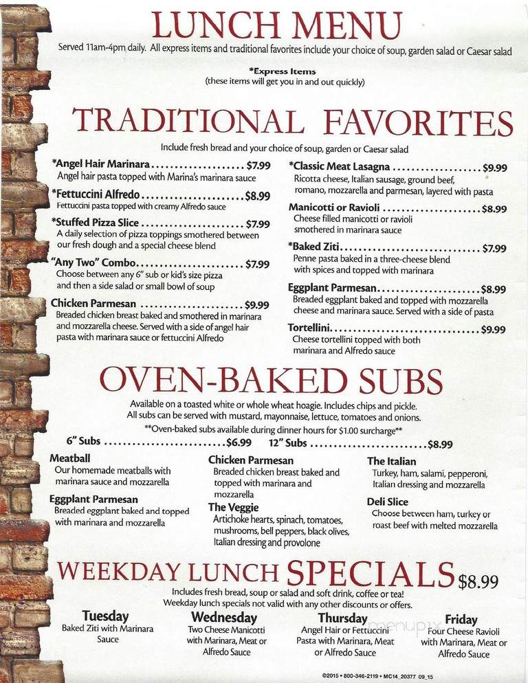 Marinas On The Square Italian - Murfreesboro, TN menu_pic