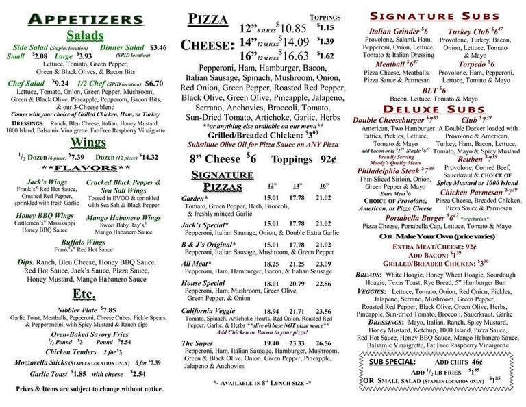 B&J's - Corpus Christi, TX menu_pic