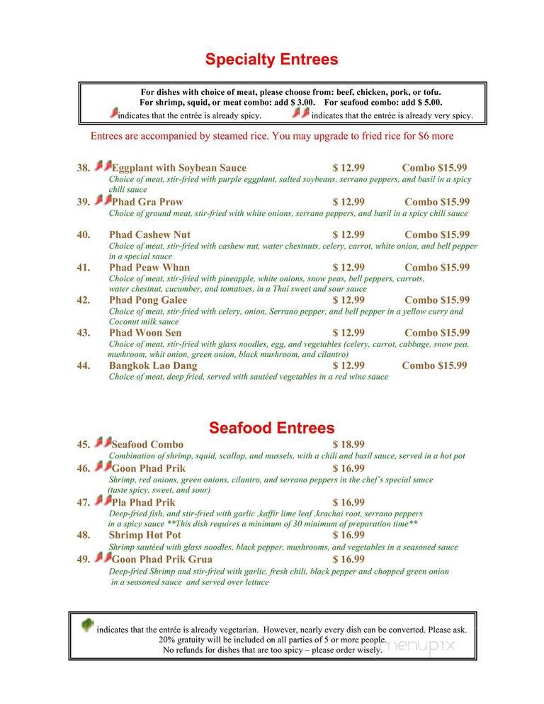 Bangkok Cuisine - Live Oak, TX menu_pic