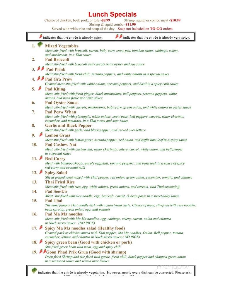 Bangkok Cuisine - Live Oak, TX menu_pic