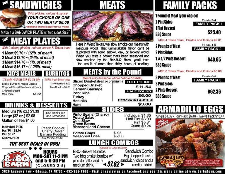 Bar-B-Q Barn - Odessa, TX menu_pic