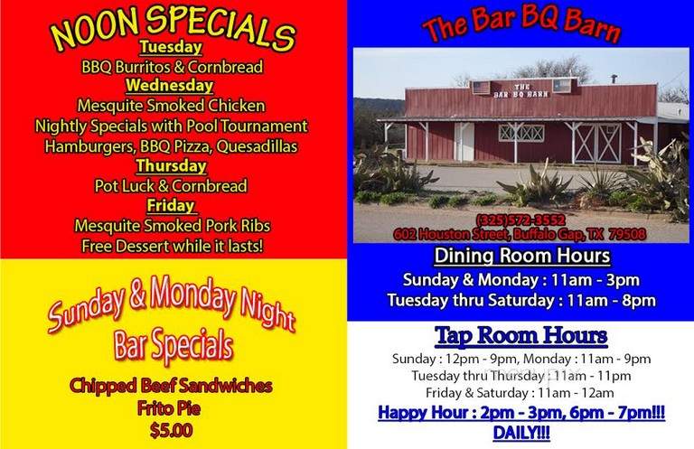 Bar-B-Que Barn - Buffalo Gap, TX menu_pic