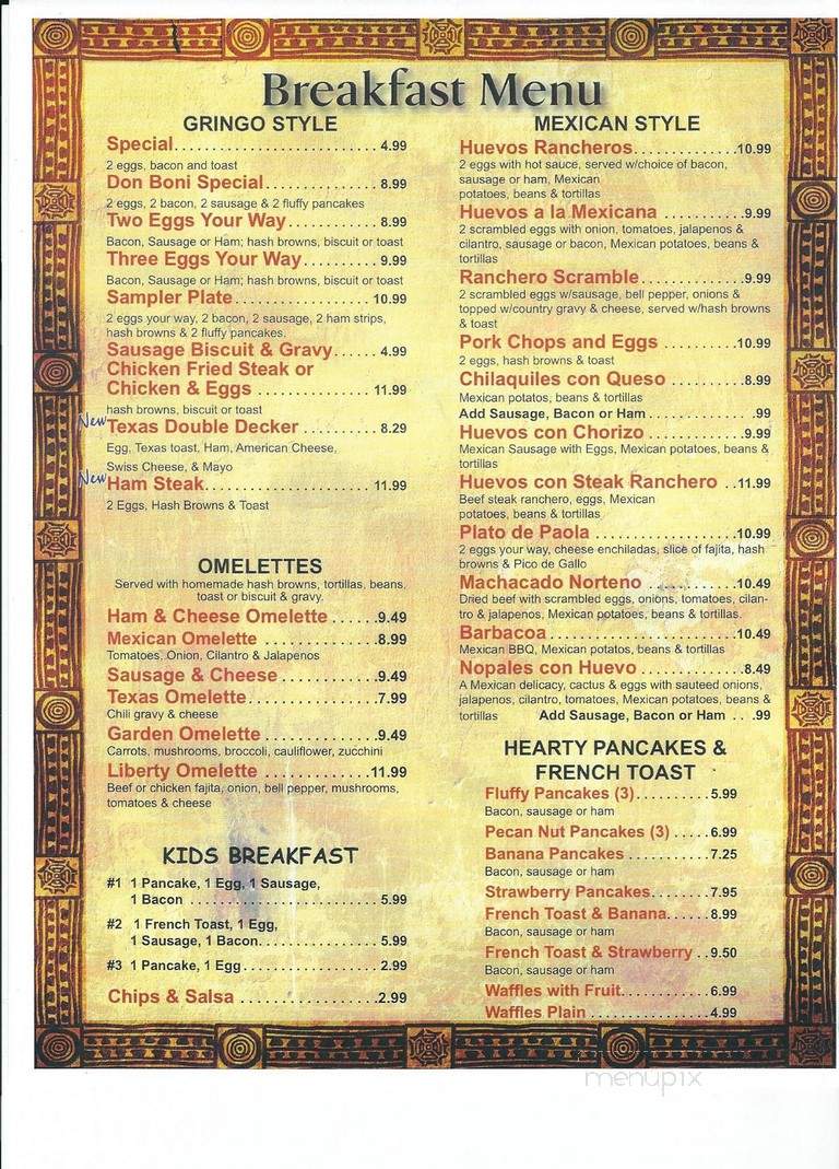 Casa Don Boni - Liberty, TX menu_pic