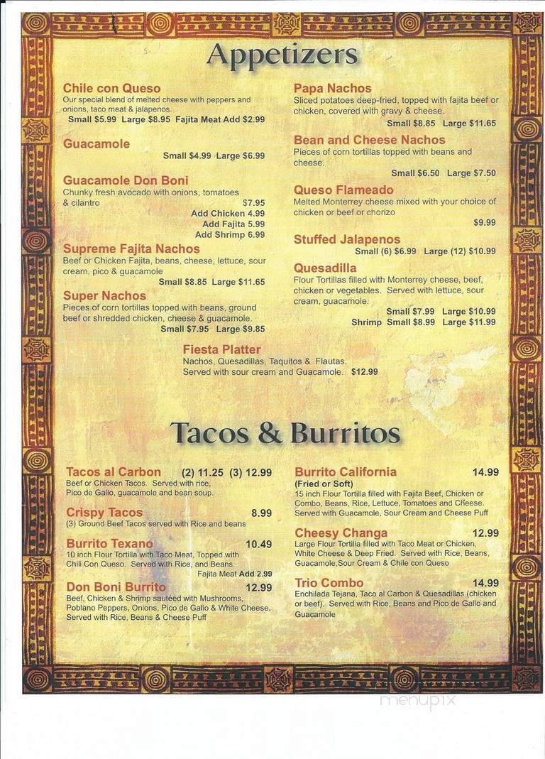 Casa Don Boni - Liberty, TX menu_pic