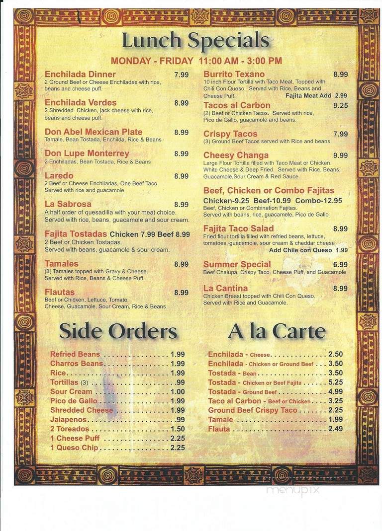Casa Don Boni - Liberty, TX menu_pic