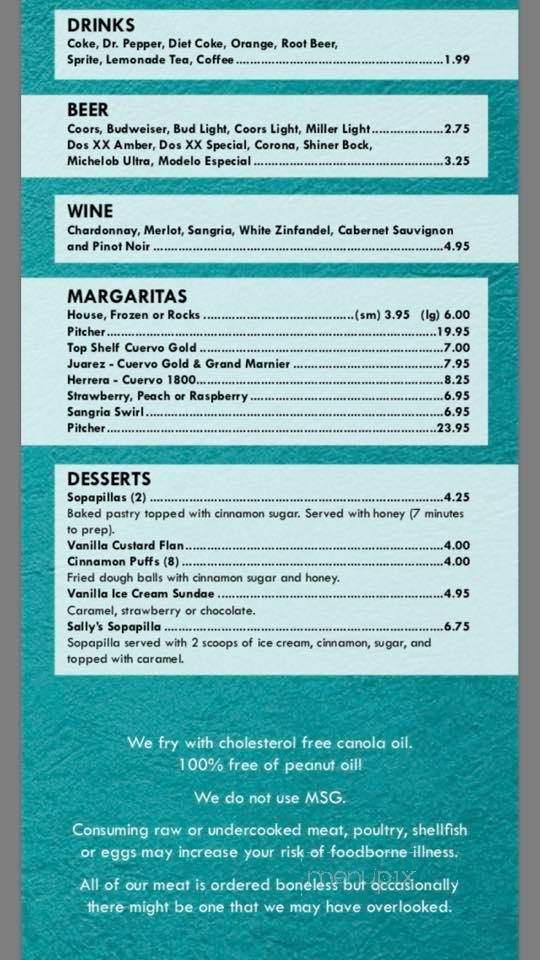 Casa Herrera - Abilene, TX menu_pic