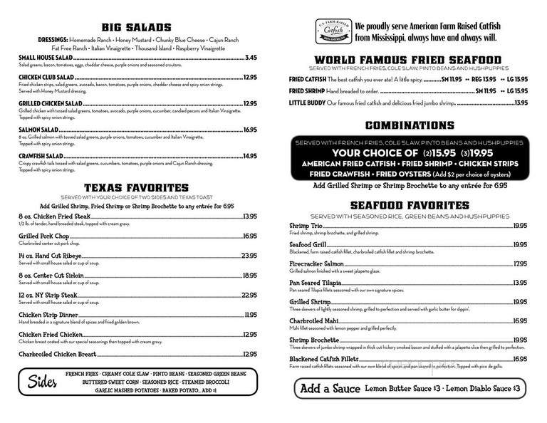 Clear Springs Cafe - Midland, TX menu_pic
