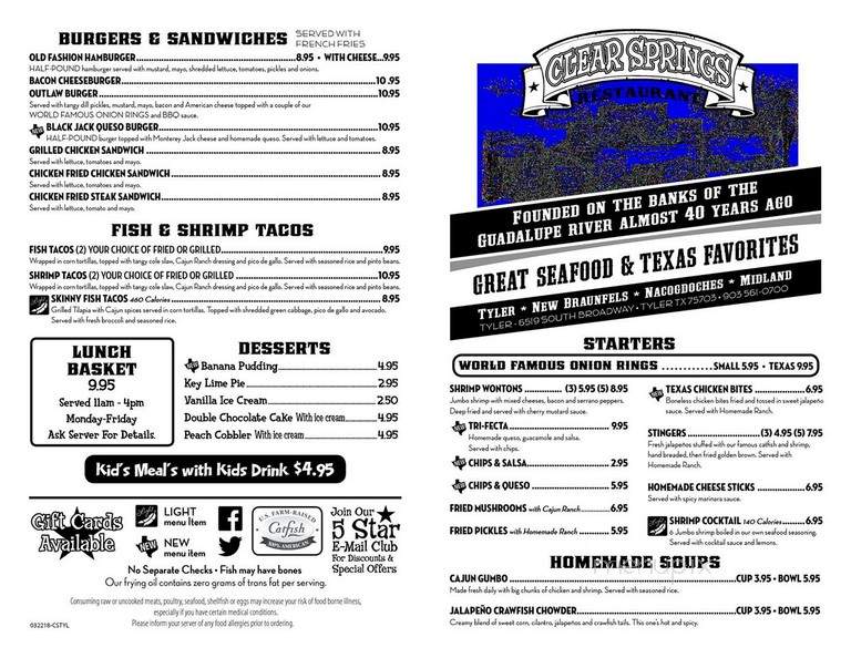 Clear Springs Texas Seafood - Tyler, TX