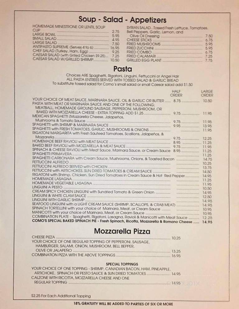 Como's No 1 Italian Restaurant - El Paso, TX