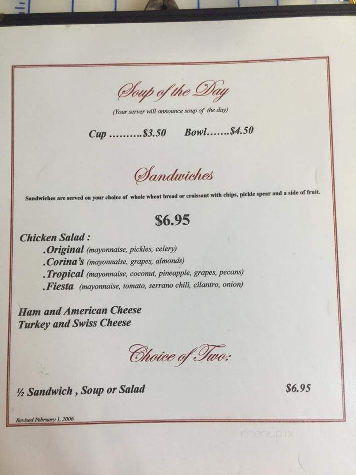 Corina's Tea Room - Edinburg, TX menu_pic