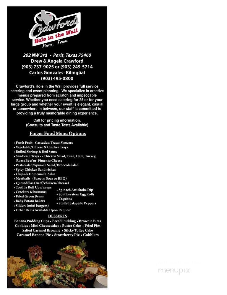 Online Menu Of Crawford S Hole In The Wall Paris Tx Online Menu Of Crawford S Hole In The Wall Paris Tx