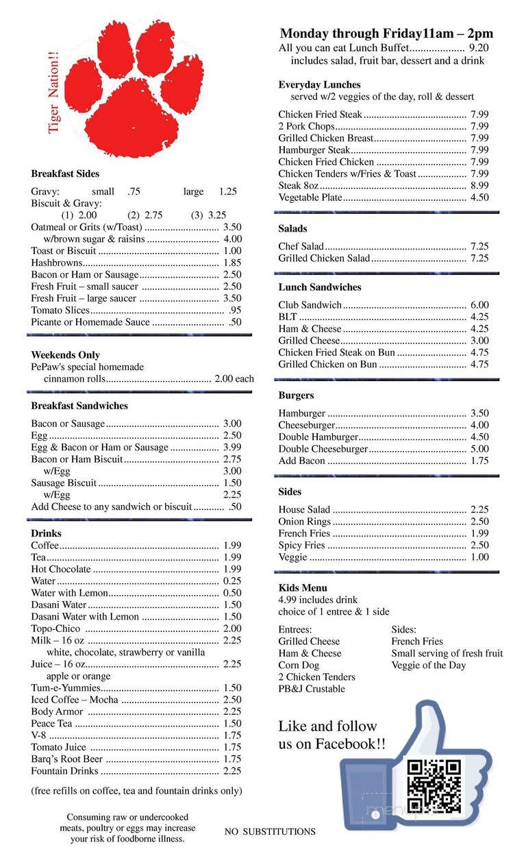 Debbie's Restaurant - Glen Rose, TX menu_pic