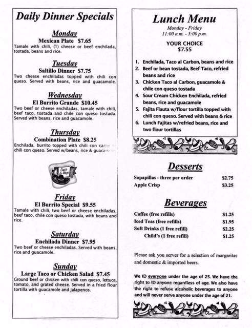 El Burrito Mexican Restaurant - Livingston, TX menu_pic