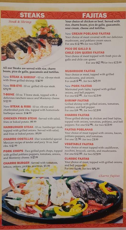 El Charro T Mexican - Giddings, TX menu_pic
