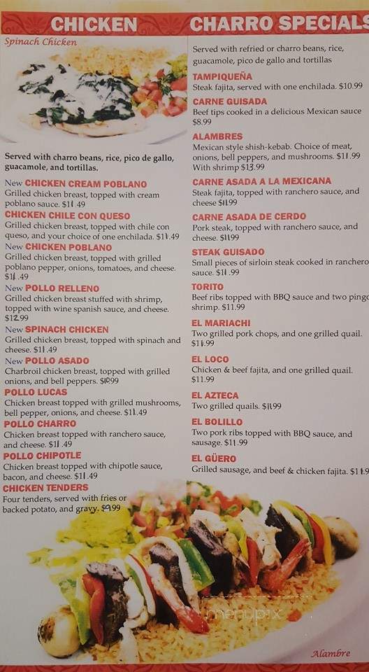 El Charro T Mexican - Giddings, TX menu_pic