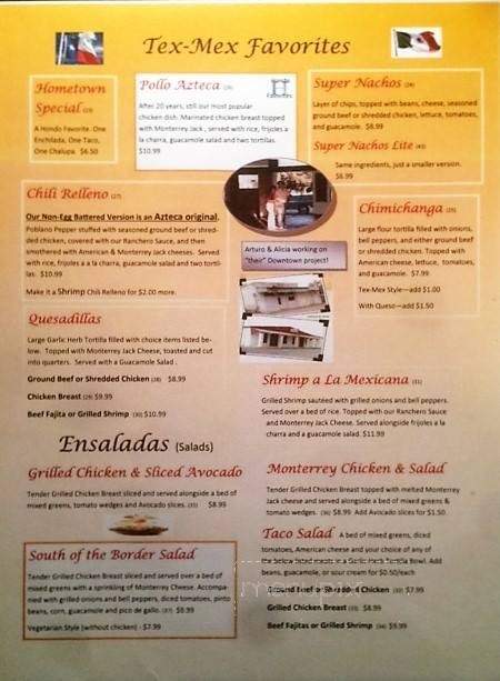 El Restaurante Azteca - Hondo, TX menu_pic