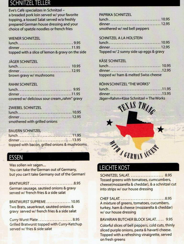 Eve's Cafe - Lampasas, TX menu_pic