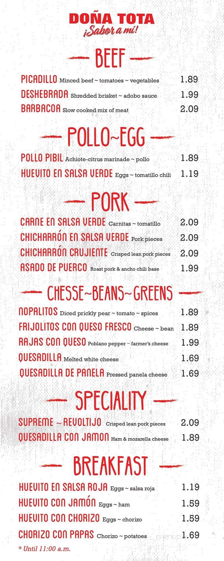 Gorditas Dona Tota Authentic - San Antonio, TX menu_pic