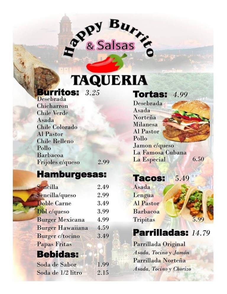 Happy Burrito Jr - Amarillo, TX menu_pic