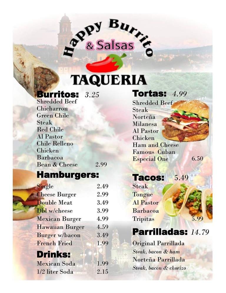 Happy Burrito Jr - Amarillo, TX menu_pic